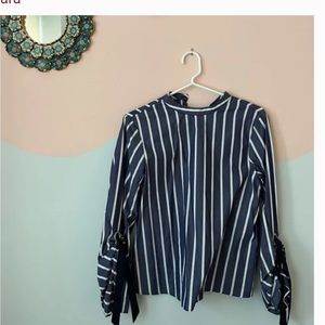 ZARA BLUE AND WHITE STRIPED BLOUSE
